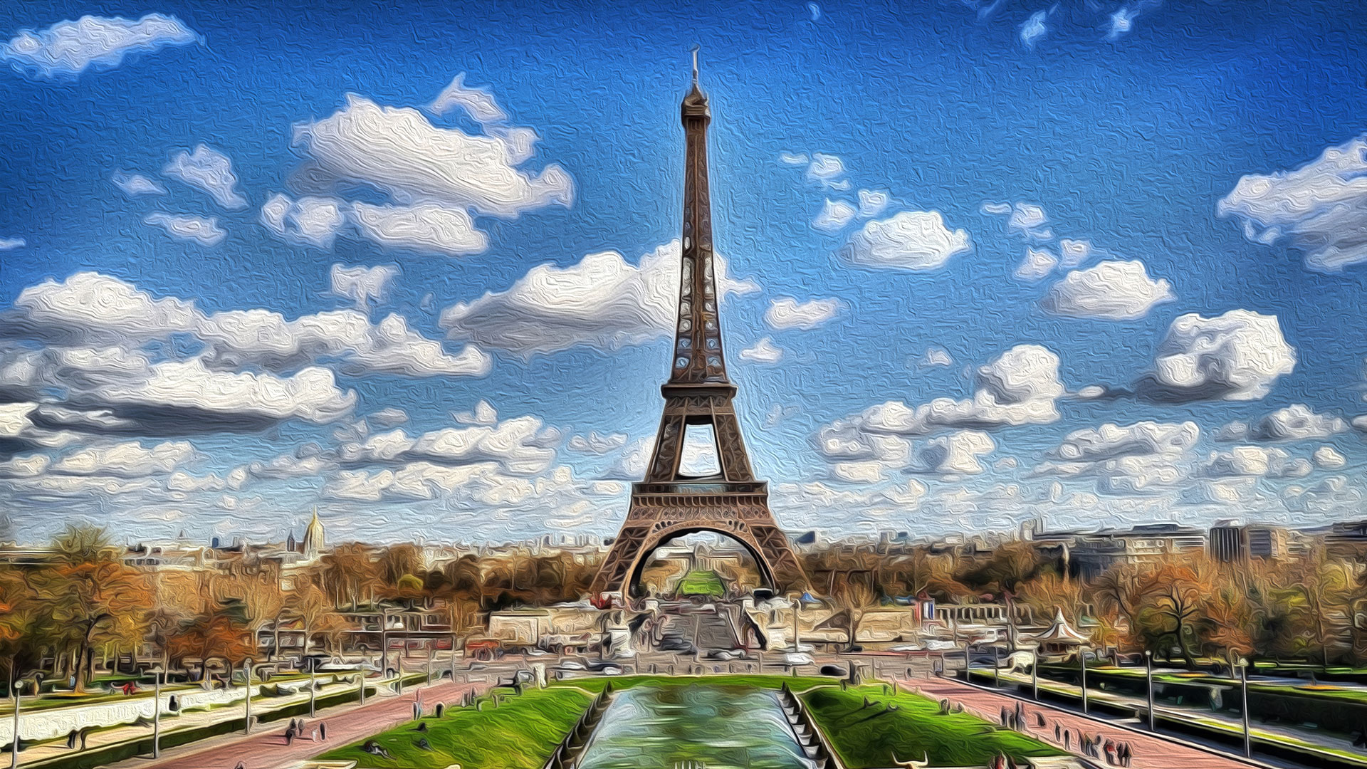 Pintura digital de la gran ciudad de París con la Torre Eiffel Paris - pintura digital