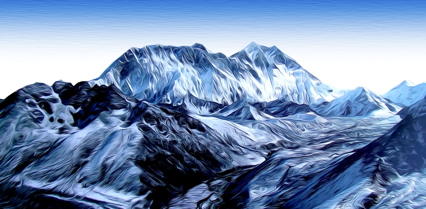 lustración gratis - El monte Himalaya - ilustración expresionista pintura expresionista himalaya
