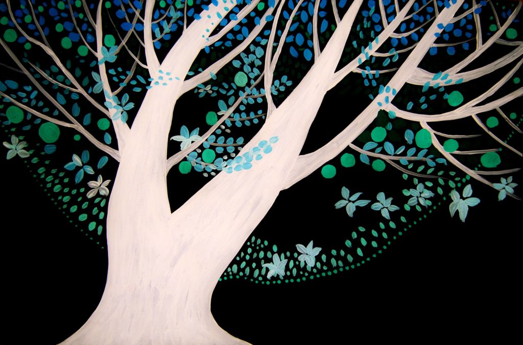 Ilustración artística Árbol de la noche pintura árbol noche acrílico