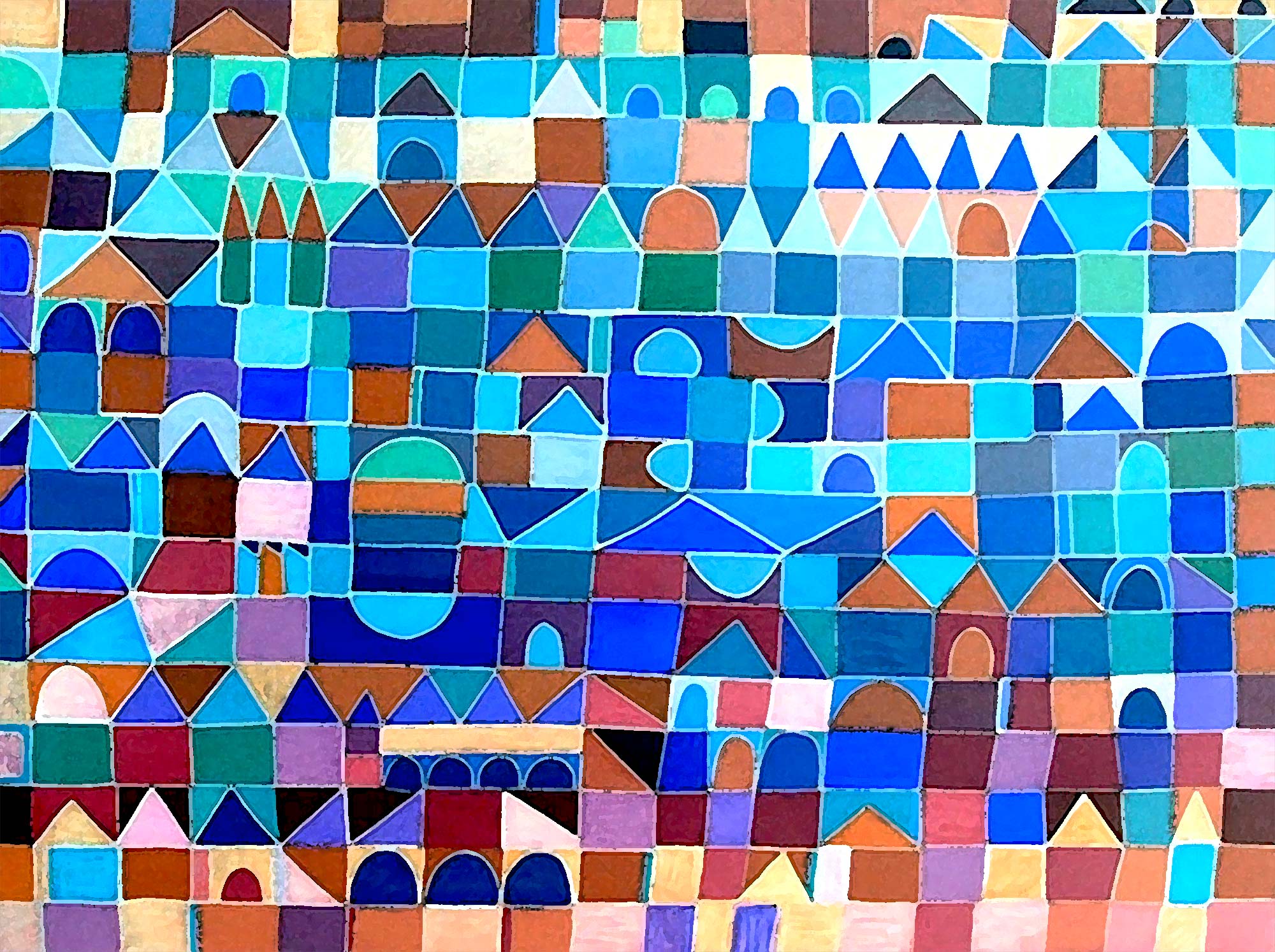 pintura ciudad formas abstractas