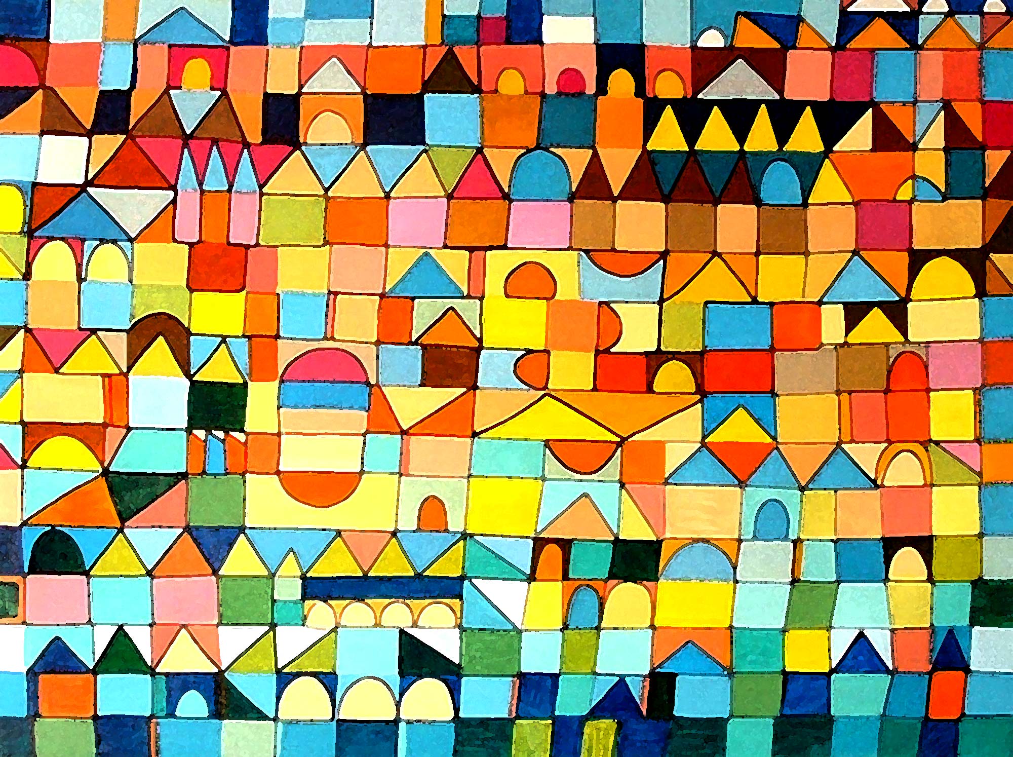 pintura ciudad formas abstractas