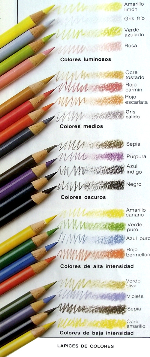 Lápices de colores sobre papel de color - Pintura y Artistas